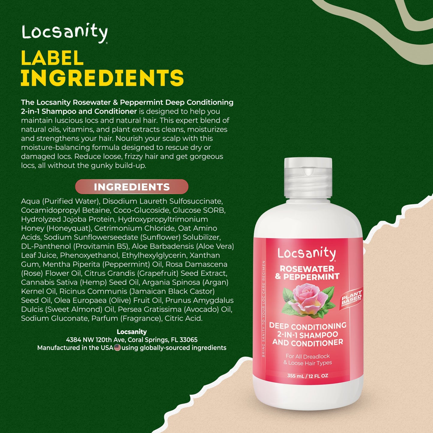 Rosewater and Peppermint Moisturizing, Conditioning and Nourishing Shampoo