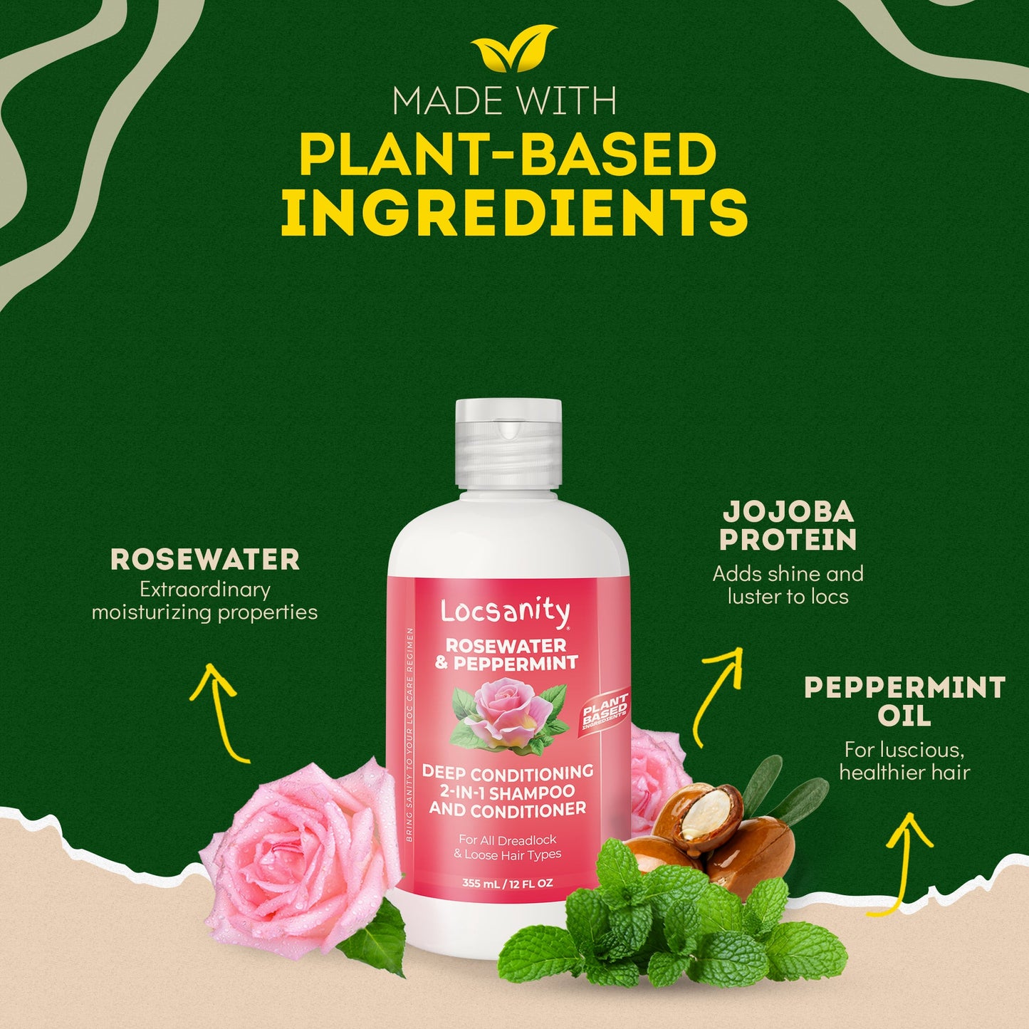 Rosewater and Peppermint Moisturizing, Conditioning and Nourishing Shampoo
