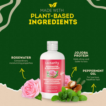 Rosewater and Peppermint Moisturizing, Conditioning and Nourishing Shampoo