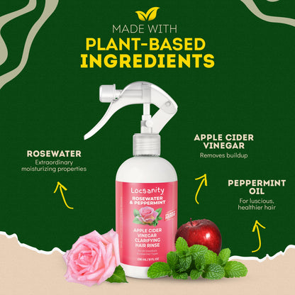 Locsanity Rosewater Peppermint Apple Cider Vinegar Clarifying Hair Rinse Detox 8oz
