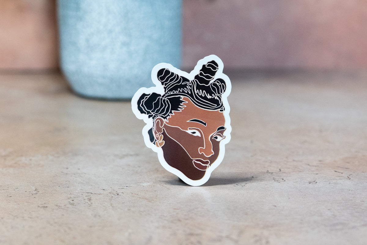 Black Women Single Line Stickers: Bantu Knots