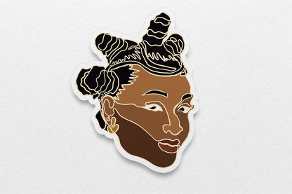 Black Women Single Line Stickers: Bantu Knots