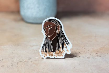 Black Women Single Line Stickers: Beads