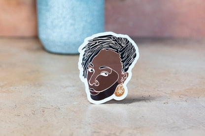 Black Women Single Line Stickers: Locs