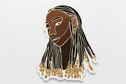 Black Women Single Line Stickers: Beads