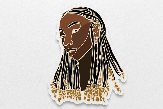 Black Women Single Line Stickers: Beads