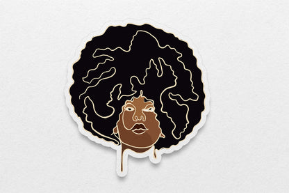 Black Women Single Line Stickers: Afro