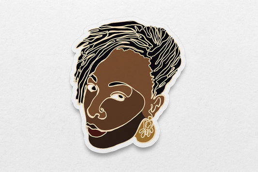 Black Women Single Line Stickers: Locs