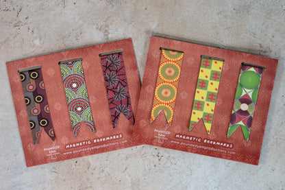 Magnetic Bookmark Set - African Print (Red Blossom, BP, Red and Yellow)