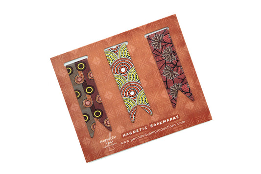 Magnetic Bookmark Set - African Print (Red Blossom, BP, Red and Yellow)