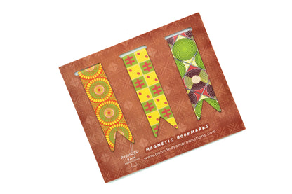 Magnetic Bookmark Set - African Print (Cowries, Discs, Bloom)