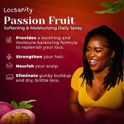 Locsanity Passion Fruit Softening and Moisturizing Daily Spray for Locs, Dreadlocks, Sisterlock, Microlock, Locs, Oil-Free Hair Scalp Moisturizer