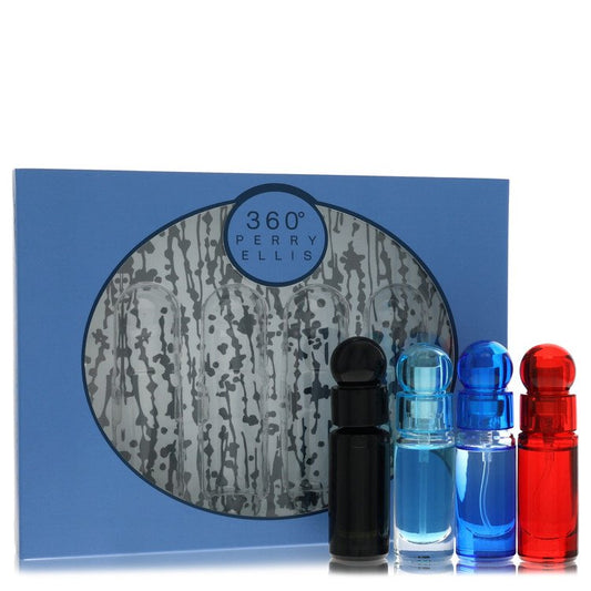 perry ellis 360 by Perry Ellis - Gift Set -- Four piece Travel Gift Set Includes .25 oz Mini EDT Spray of each. 360 Black, 360 For Men, 360 Very Blue, 360 Red.