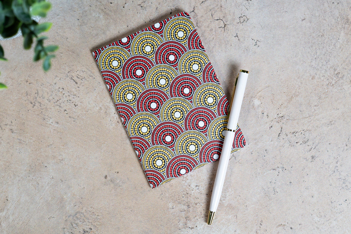 African Print Ankara Pocket Notebook - Red and Yellow