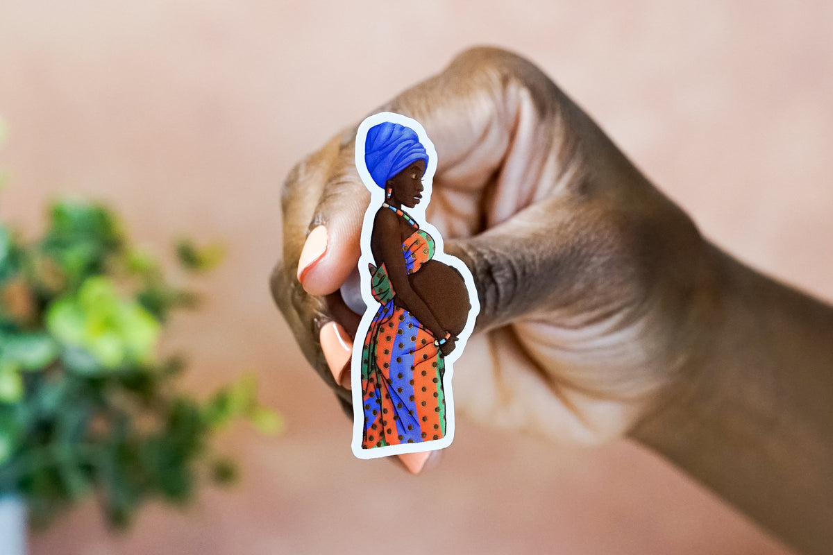 Pregnant African Mom Sticker