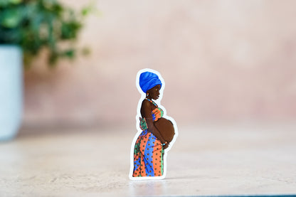 Pregnant African Mom Sticker