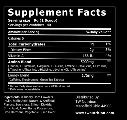 TW Nutrition Energized BCAA Powder Peach Mango 40 Servings Energy Focus Growth
