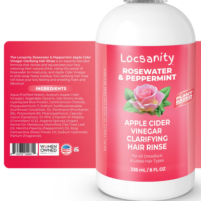 Locsanity Rosewater Peppermint Apple Cider Vinegar Clarifying Hair Rinse Detox 8oz