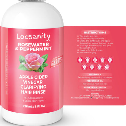 Locsanity Rosewater Peppermint Apple Cider Vinegar Clarifying Hair Rinse Detox 8oz