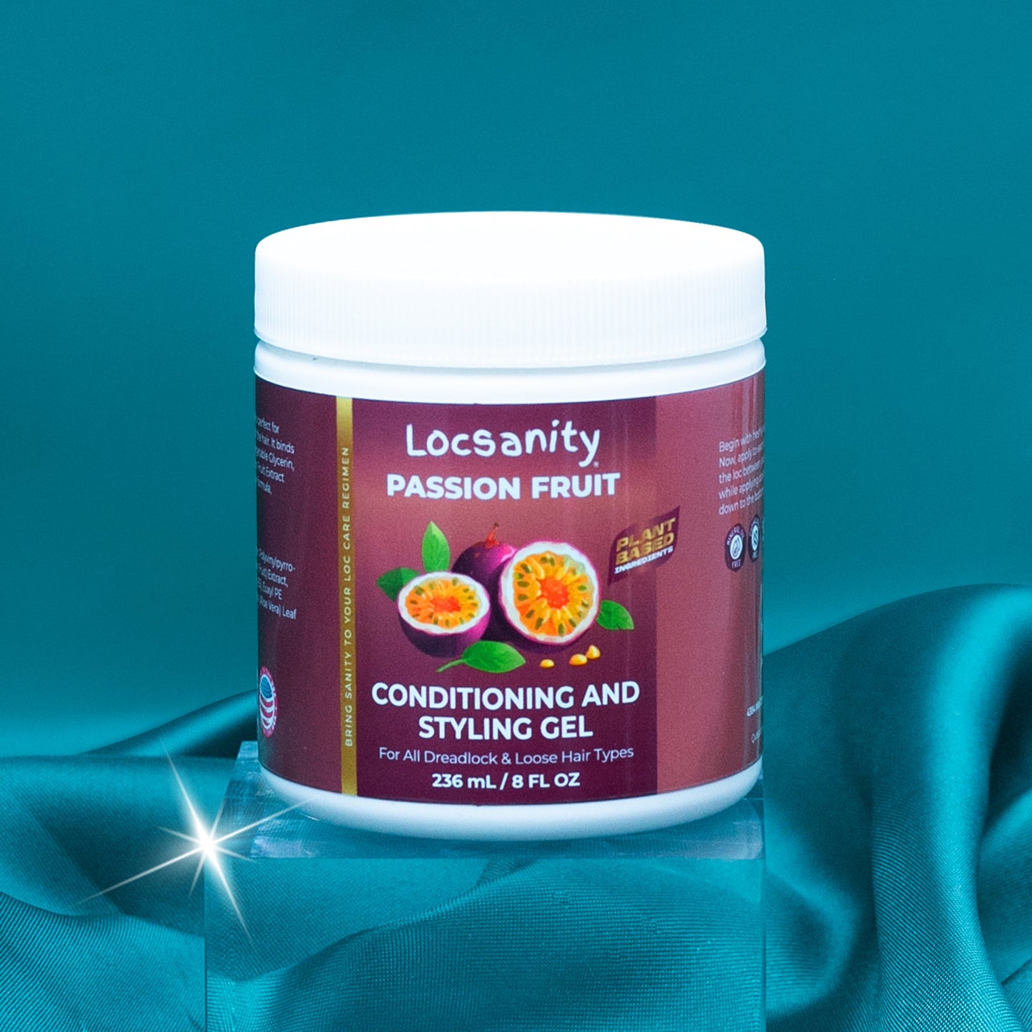 Locsanity Passion Fruit Conditioning, Styling, Rolling, Twisting, Locking Gel - Dreadlocks, Locs, Sisterlocks, Loose Natural Hair, Braidlocs
