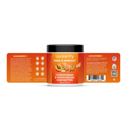 Locsanity Shea & Apricot Loose, Natural, Conditioning and Moisturizing Hair Butter - Strength & Growth Formula