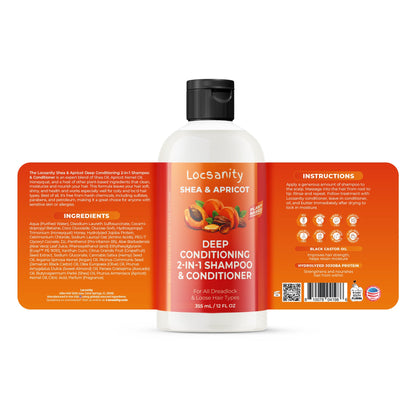 Locsanity Shea & Apricot Loose, Natural, Conditioning and Moisturizing Loose Natural Hair Care Bundle - Strength & Growth Formula