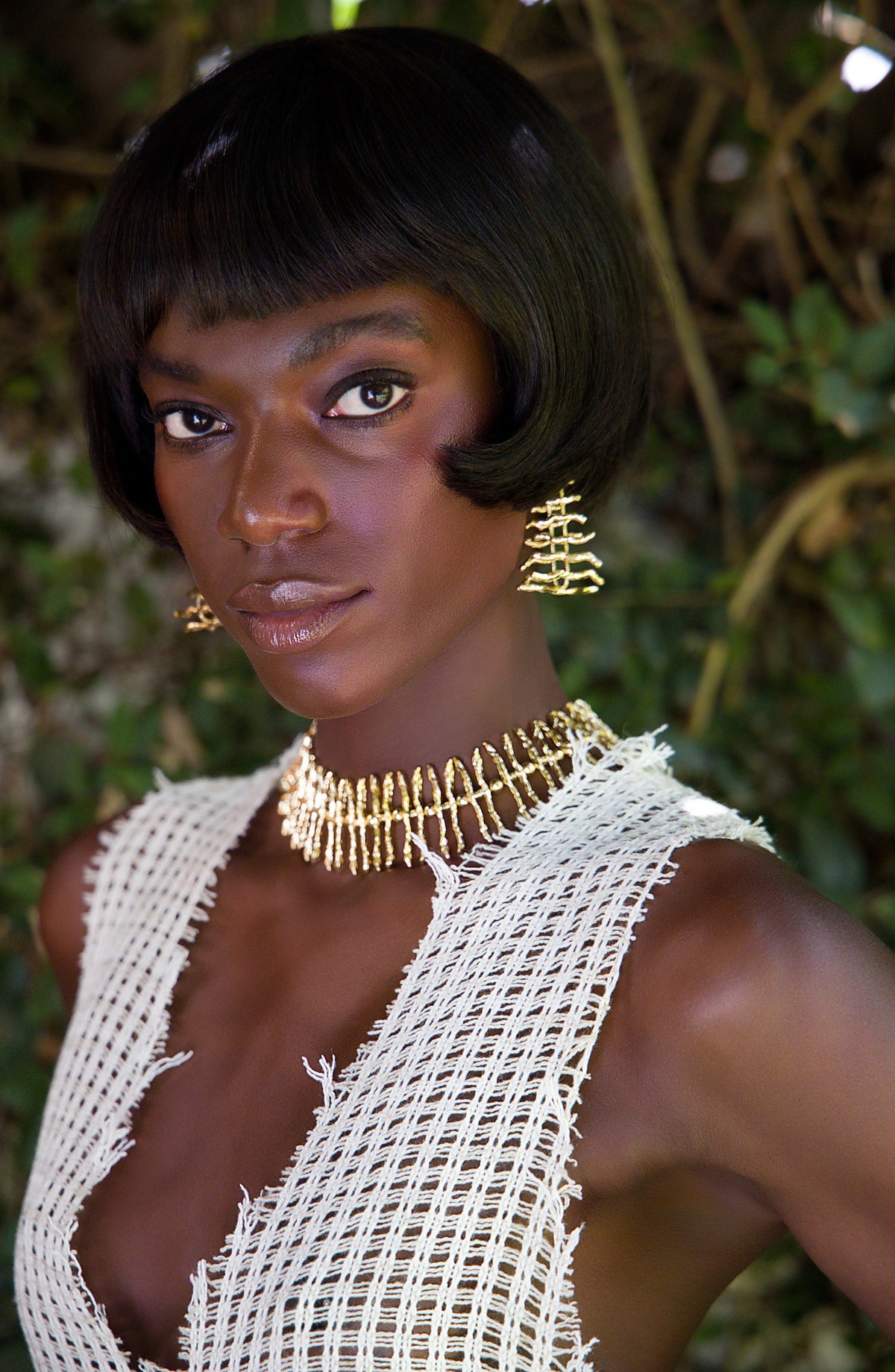 Twig Statement Earrings Gold