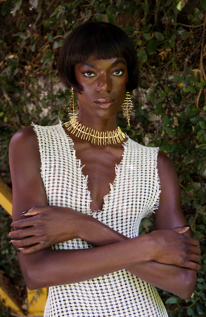 Twig Statement Earrings Gold