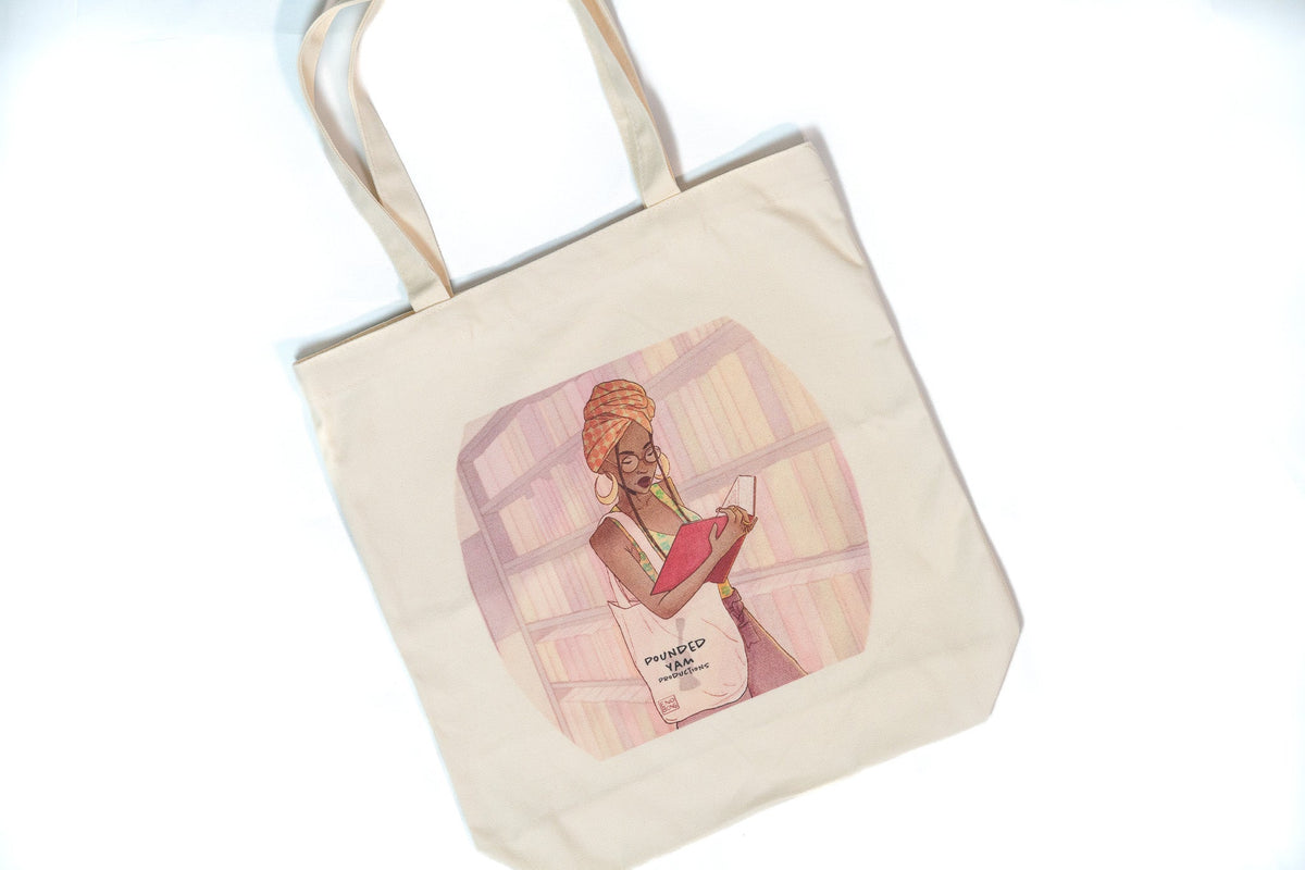 Canvas Tote Bag - Black Girl Reading