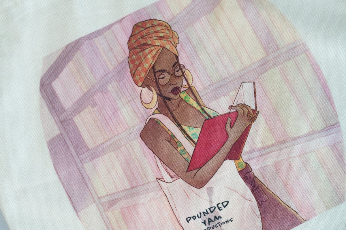Canvas Tote Bag - Black Girl Reading