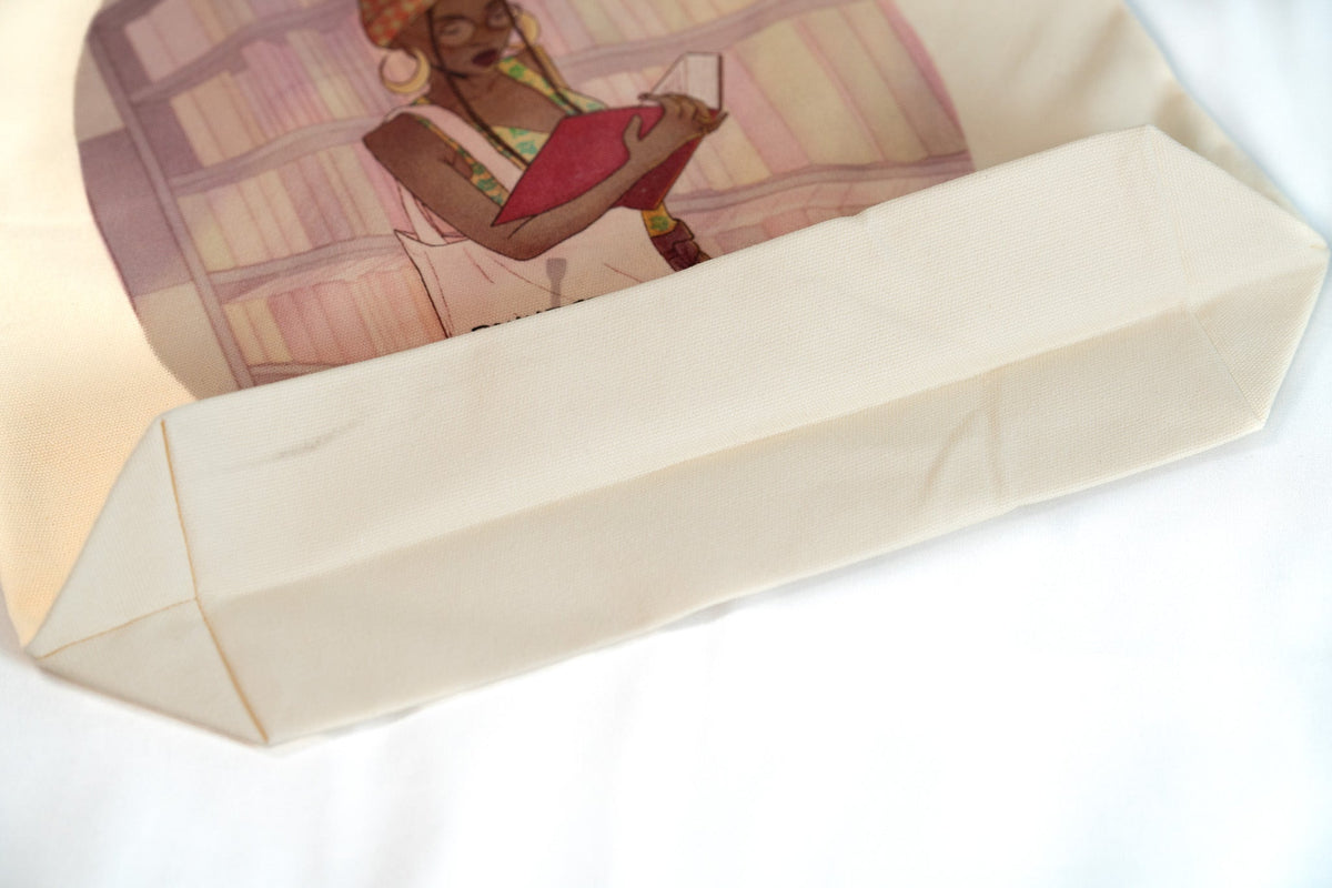 Canvas Tote Bag - Black Girl Reading