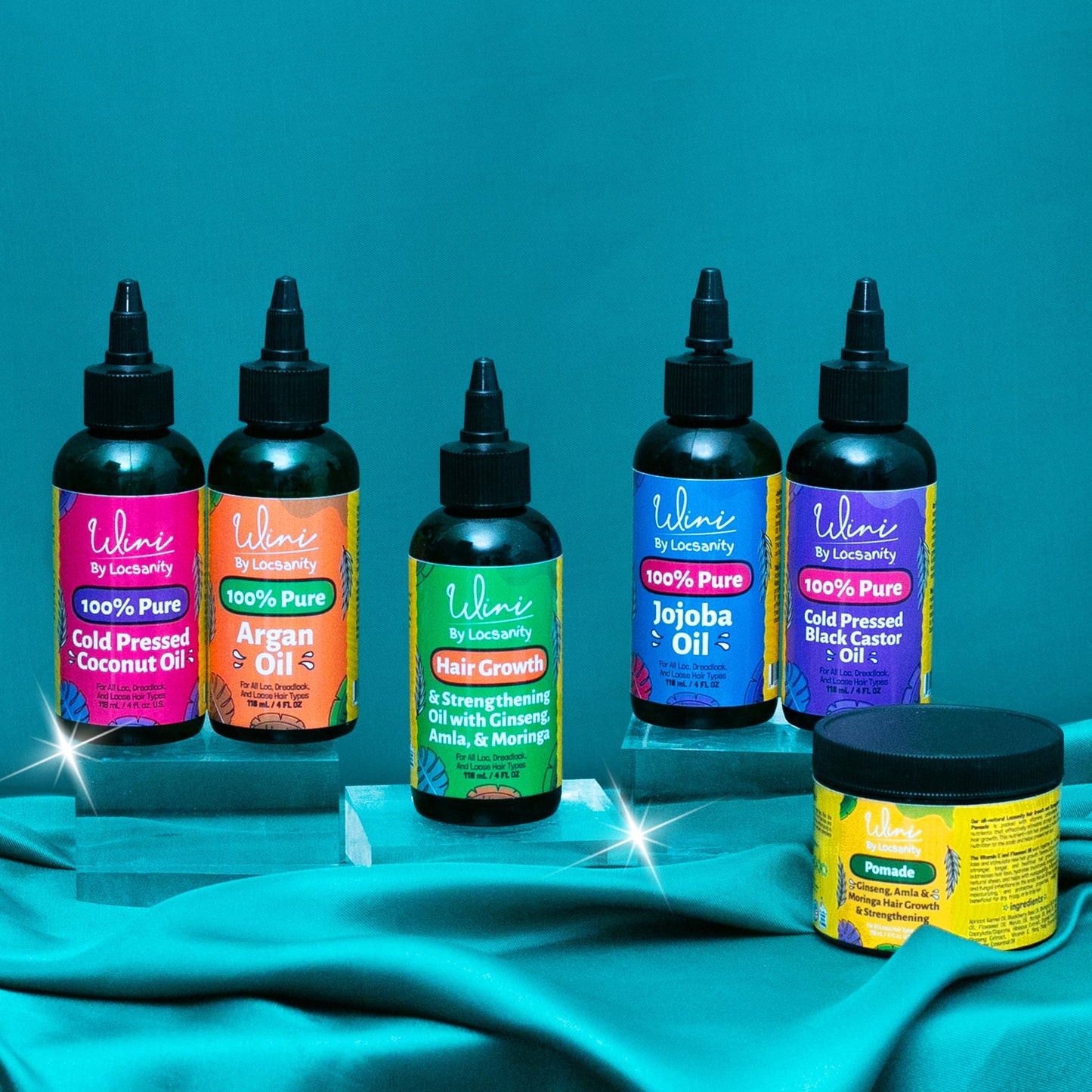 Wini by Locsanity Loose Natural Haircare Bundle for Healthy, Moisturized Hair - Pomade, Growth Oil, Jamaican Castor oil, Coconut Oil, Jojoba Oil, Argan Oil