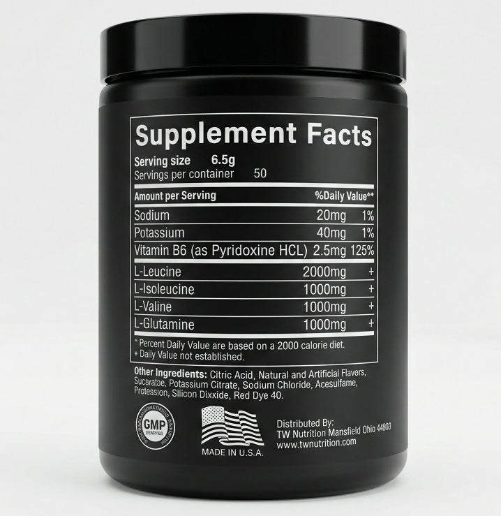 TW Nutrition BCAA Powder Recovery Repair Growth Watermelon 50 Servings