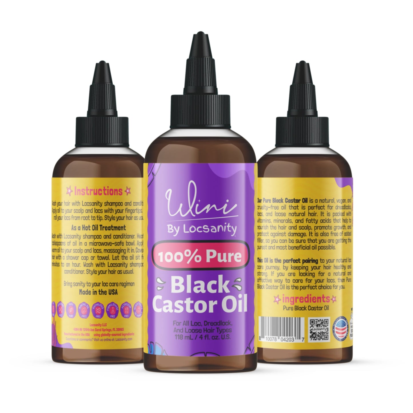 Wini by Locsanity Loose Natural Haircare Bundle for Healthy, Moisturized Hair - Pomade, Growth Oil, Jamaican Castor oil, Coconut Oil, Jojoba Oil, Argan Oil
