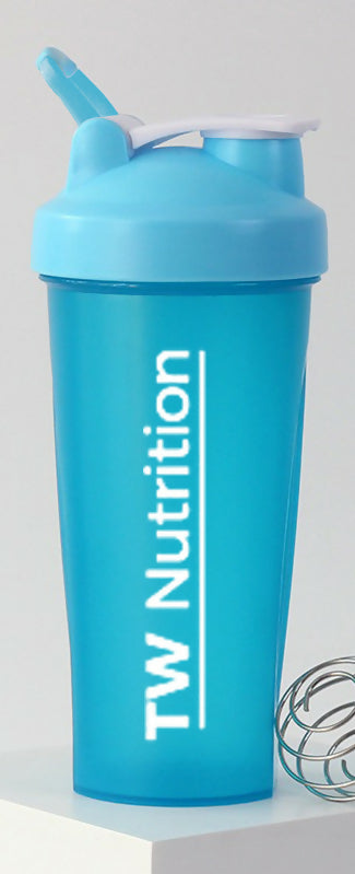 TW Nutrition 28 Oz Protein Shaker Bottle Shaker Cup Clear Blue BPA Free No Leak