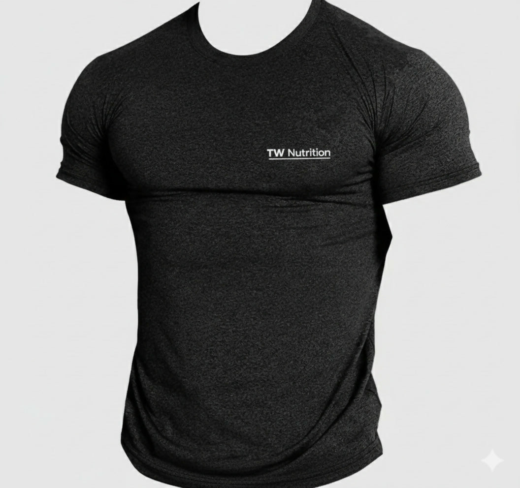 TW Nutrition Men's Dry Slim Fit Shirt Black/Gray Large (L)