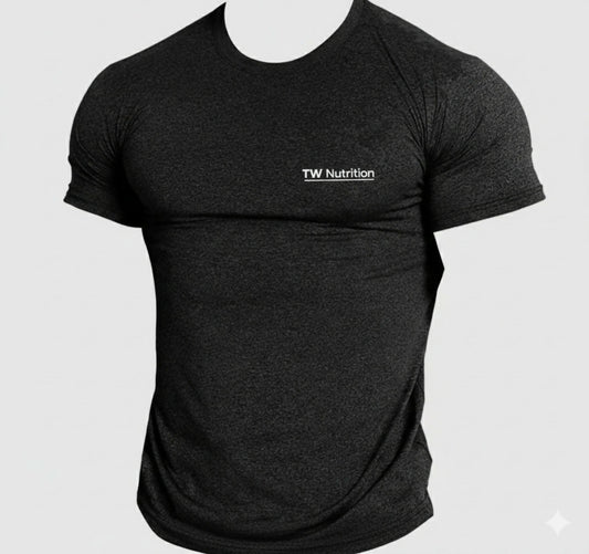 TW Nutrition Men's Dry Slim Fit Shirt Black/Gray Large (L)