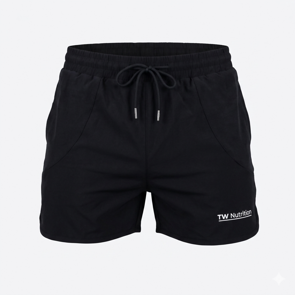 TW Nutrition Black Flex Fit Men's Gym Shorts Large