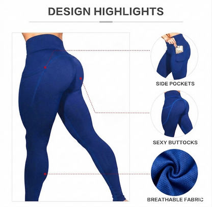 TW Nutrition ActiveFit Leggings with Pockets Women's Yoga Pants Blue Small (S)