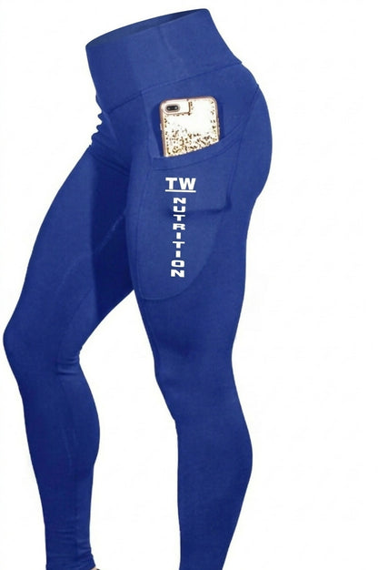 TW Nutrition ActiveFit Leggings with Pockets Women's Yoga Pants Blue Small (S)