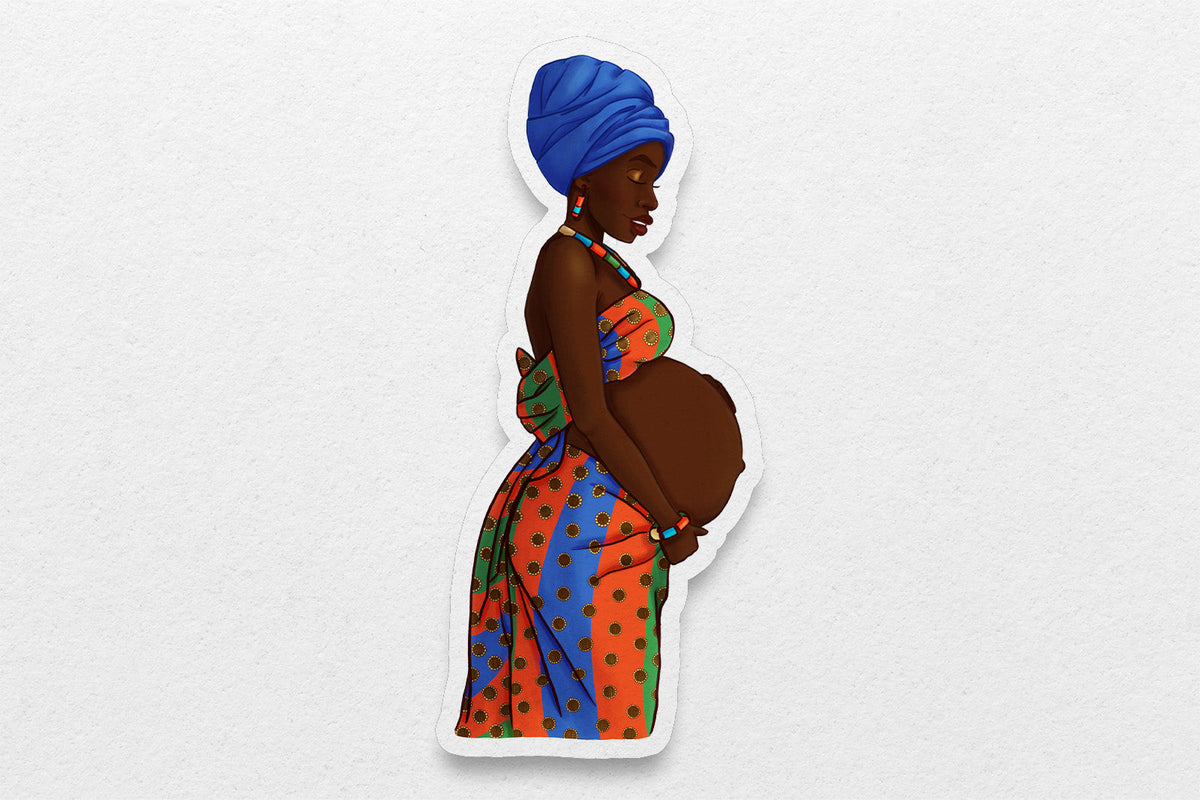 Pregnant African Mom Sticker
