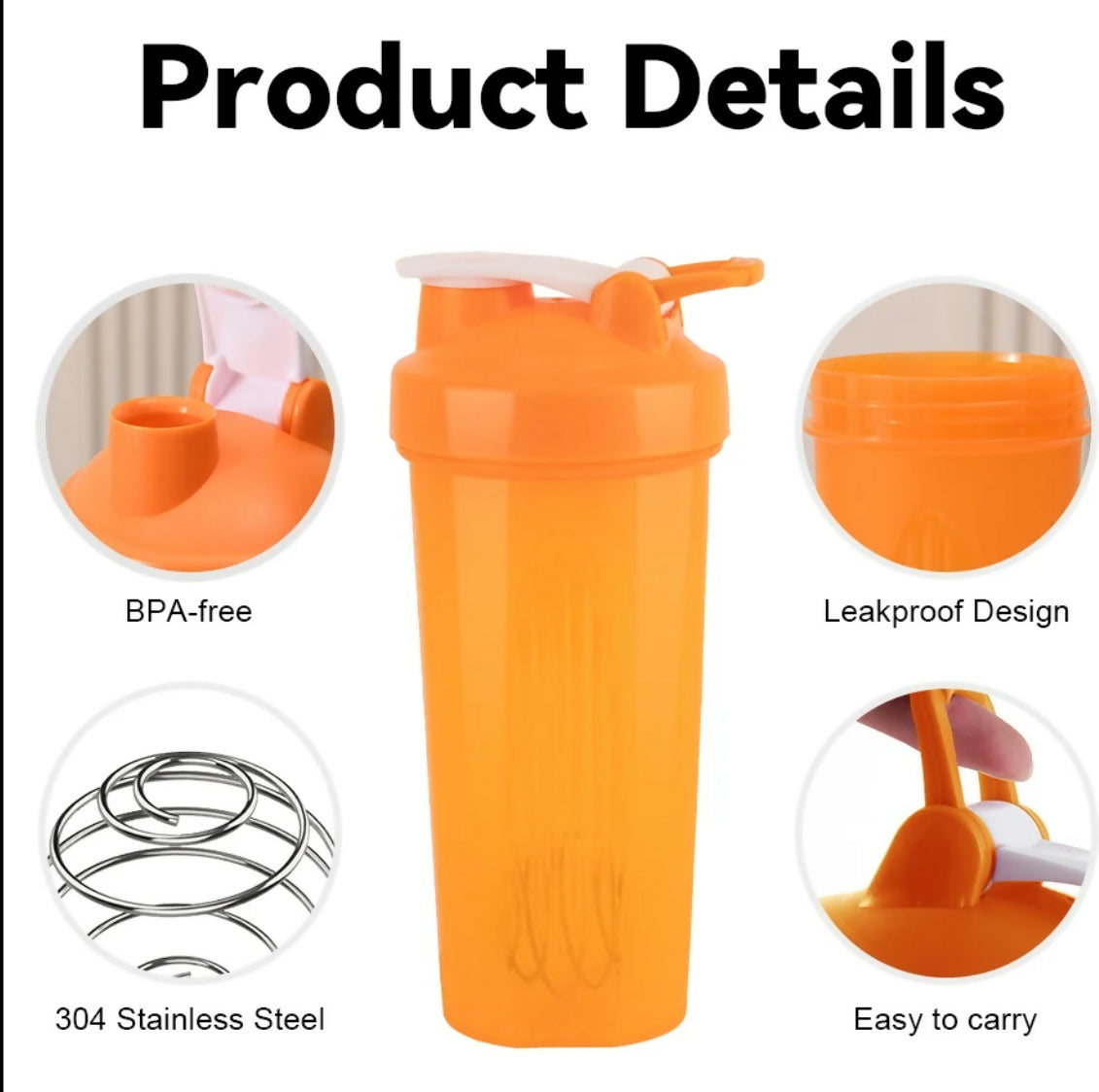 TW Nutrition 28 Oz Protein Shaker Bottle Shaker Cup Solid Black BPA Free No Leak