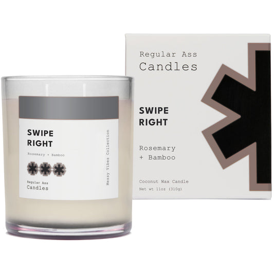 Swipe Right, Rosemary + Bamboo 11oz Candle