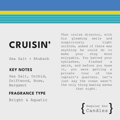 Cruisin', Sea Salt + Rhubarb 11oz Candle