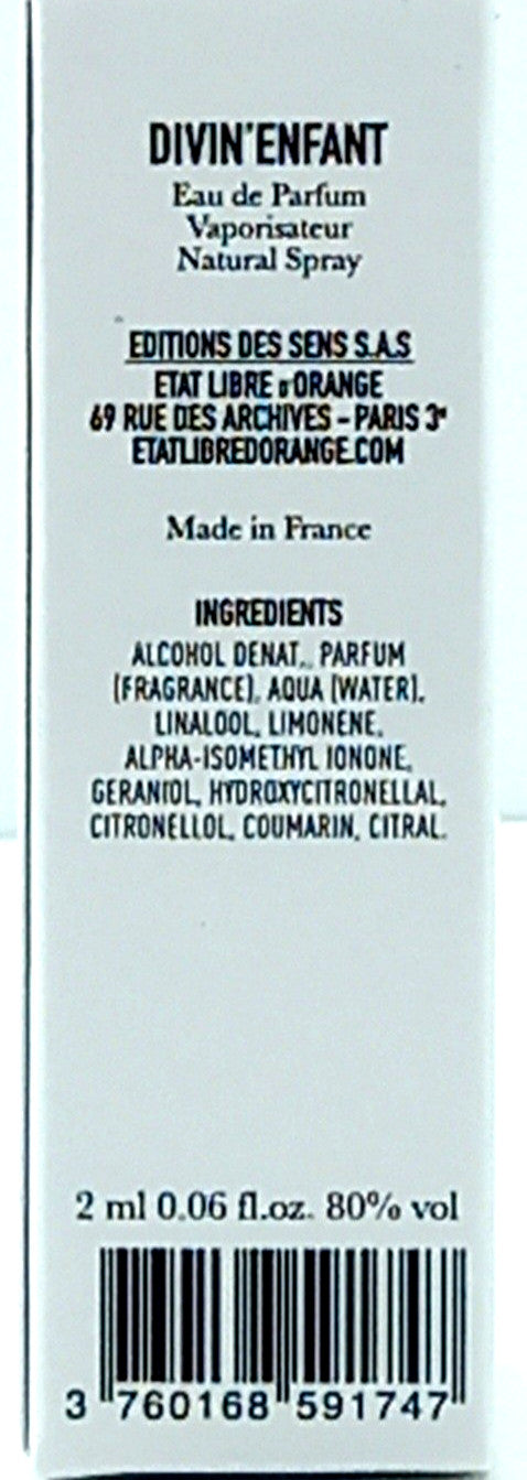ETAT LIBRE D'ORANGE DIVIN ENFANT EAU DE PARFUM VIAL SPRAY UNISEX 0.06 Oz NEW!!!