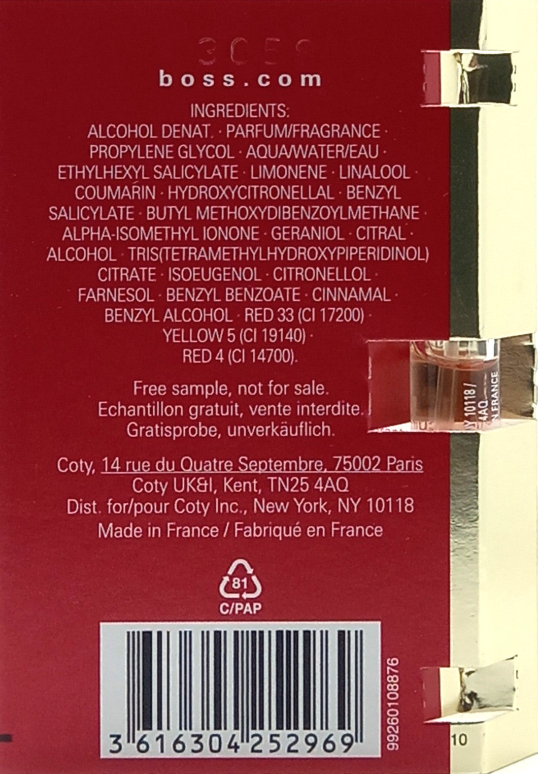 HUGO BOSS ALIVE PARFUM VIAL SPRAY FOR WOMEN 0.04 Oz SAMPLE SIZE!!!