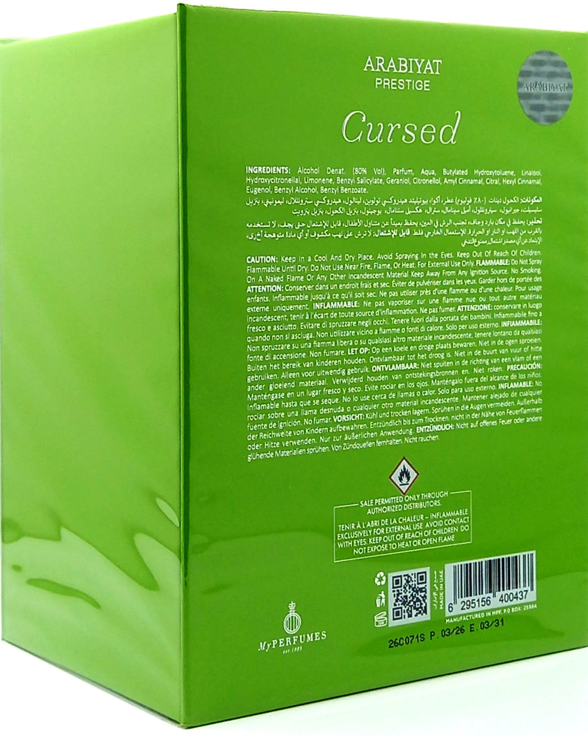 ARABIYAT PRESTIGE CURSED EAU DE PARFUM SPRAY UNISEX 3.4 Oz / 100 ml BRAND NEW!!!