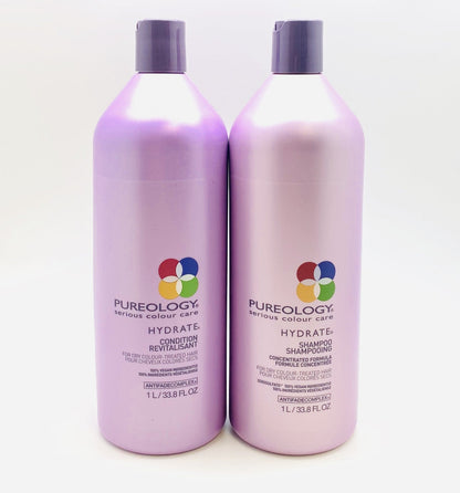 Pureology Hydrate Shampoo & Conditioner Liter Duo Set, 33.8 Oz