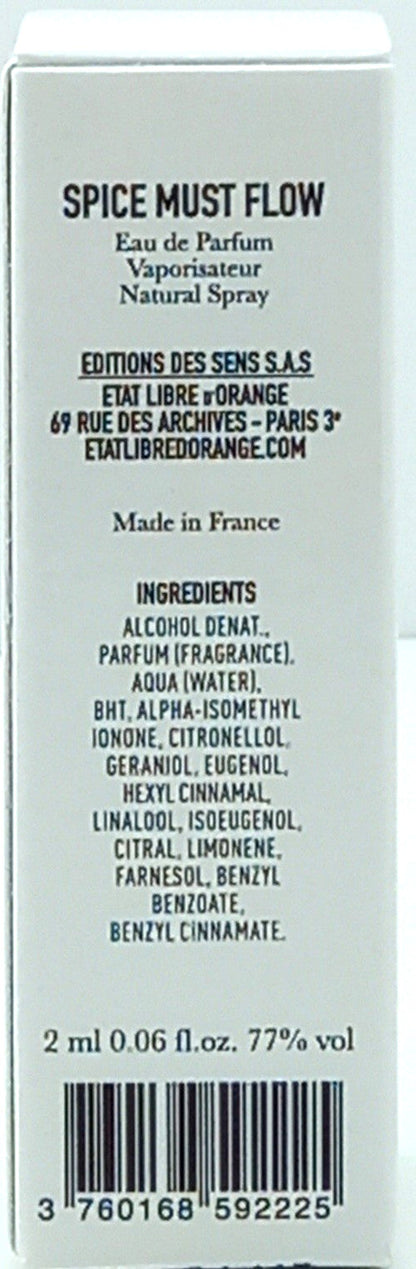 ETAT LIBRE D'ORANGE SPICE MUST FLOW EAU DE PARFUM VIAL SPRAY UNISEX 0.06 Oz NEW!