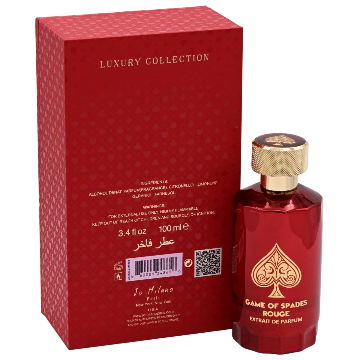 Jo Milano Paris Game Of Spades Rouge Extrait Spray Men 3.4 oz New Box
